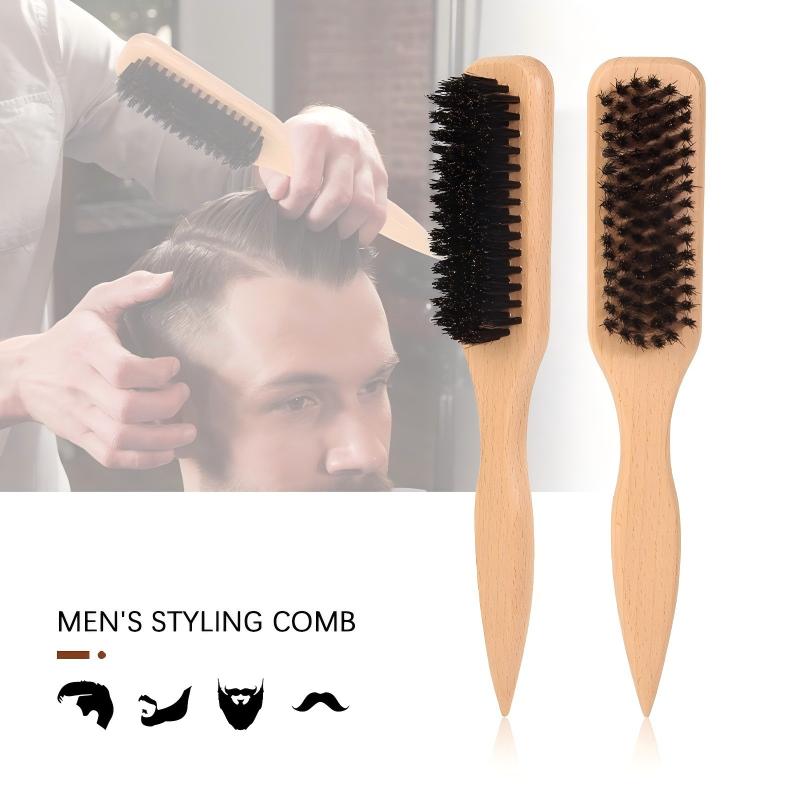 Men'S Grooming Brush - 남성용 나무 멧돼지털 헤어 브러쉬, 뾰족한