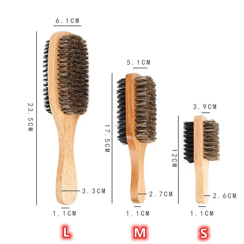 Men'S Grooming Brush - 남성용 자연 나무 손잡이와 강모가 있는