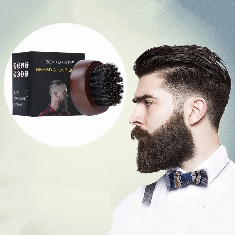 Men'S Grooming Brush - 남성용 수염 브러시, 작은 원형 호두