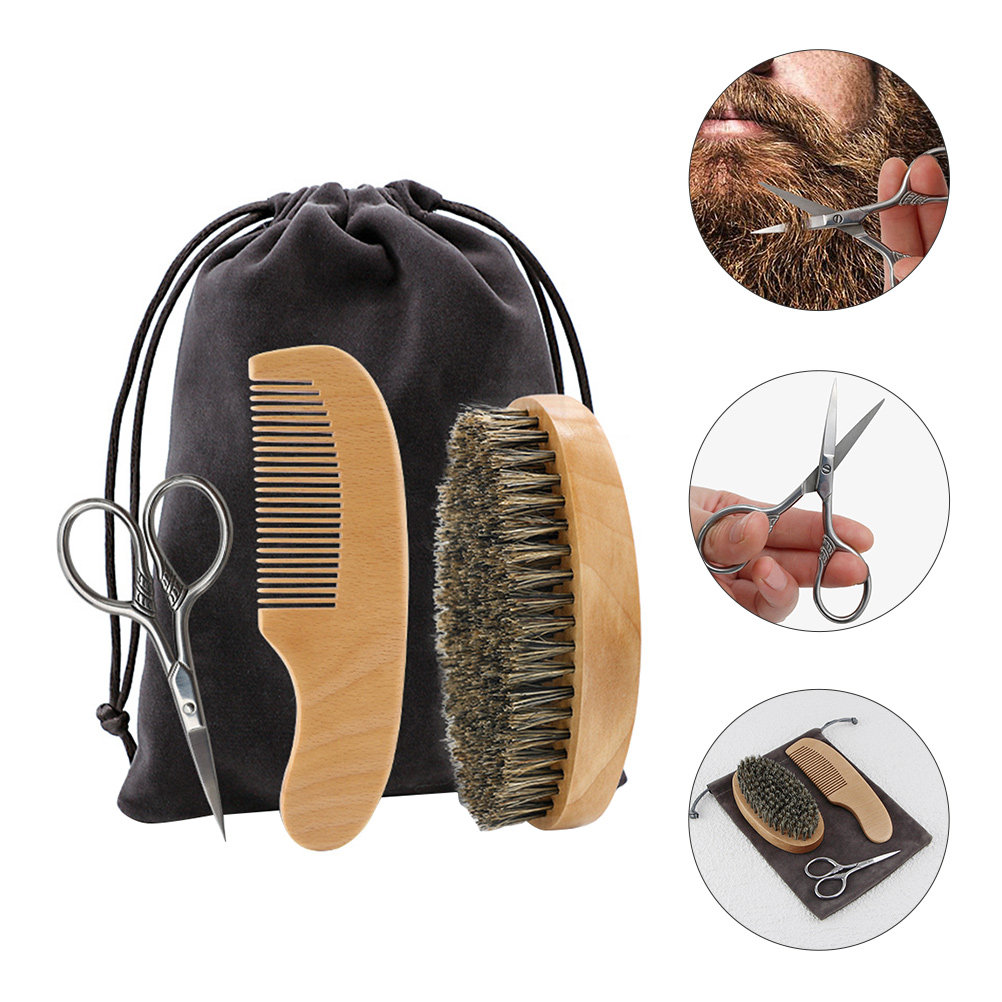 남성용 전문 수염 관리 세트 1세트, 나무 빗, 브러쉬 - Men'S Grooming Brush 리뷰 및 가격